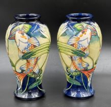 A pair of Moorcroft 'Quiet Waters' vases, designed by Philip Gibson, 2002, a left and right, with