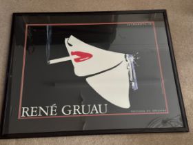 Rene Gruau pair of framed prints, La Cigarette 1983' approx. 79.5cm h x 98 cm w, and 'Femme A L'