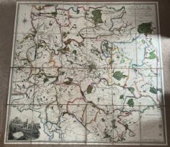 Large Martin (S.D) map folding into leather case ‘Country extending Ten Miles Round Leeds, including