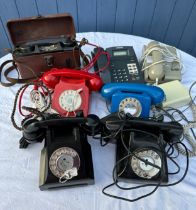 Various vintage telephone to include G.P.O., Samsung, Military field phone etc.