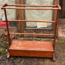 A 19thC mahogany towel rail with box to base with lift up lid.