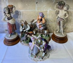 Continental ceramics to include an Unter Weiss Bach figural group of male and female with sheep