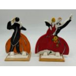 A pair of Wedgwood Age of Jazz dancers Bizarre by Clarice Cliff. Both dated 2000. Tango dancer 15cm.