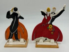 A pair of Wedgwood Age of Jazz dancers Bizarre by Clarice Cliff. Both dated 2000. Tango dancer 15cm.