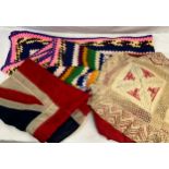 Three vintage items to include a hand embroidered single bedspread with the initial REB 1898, a