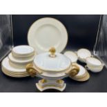 A composite set of white and gilt dinner service to include 6 Royal Worcester Viceroy bowls and