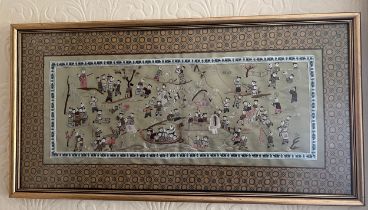 A Chinese silk embroidered panel in gilt frame 32cm h x 66cm w sight size.