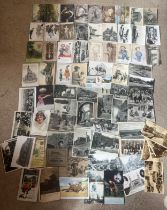 A quantity of vintage postcards to include Egypt, Ceylon, Jerusalem, Leeds, Buxton, Yorkshire County