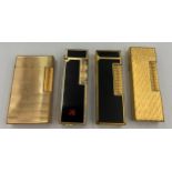 Four vintage lighters to include Dunhill, Dupont and Colibri.