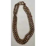 A 9 carat gold double chain bracelet. Weight 11.9gm.