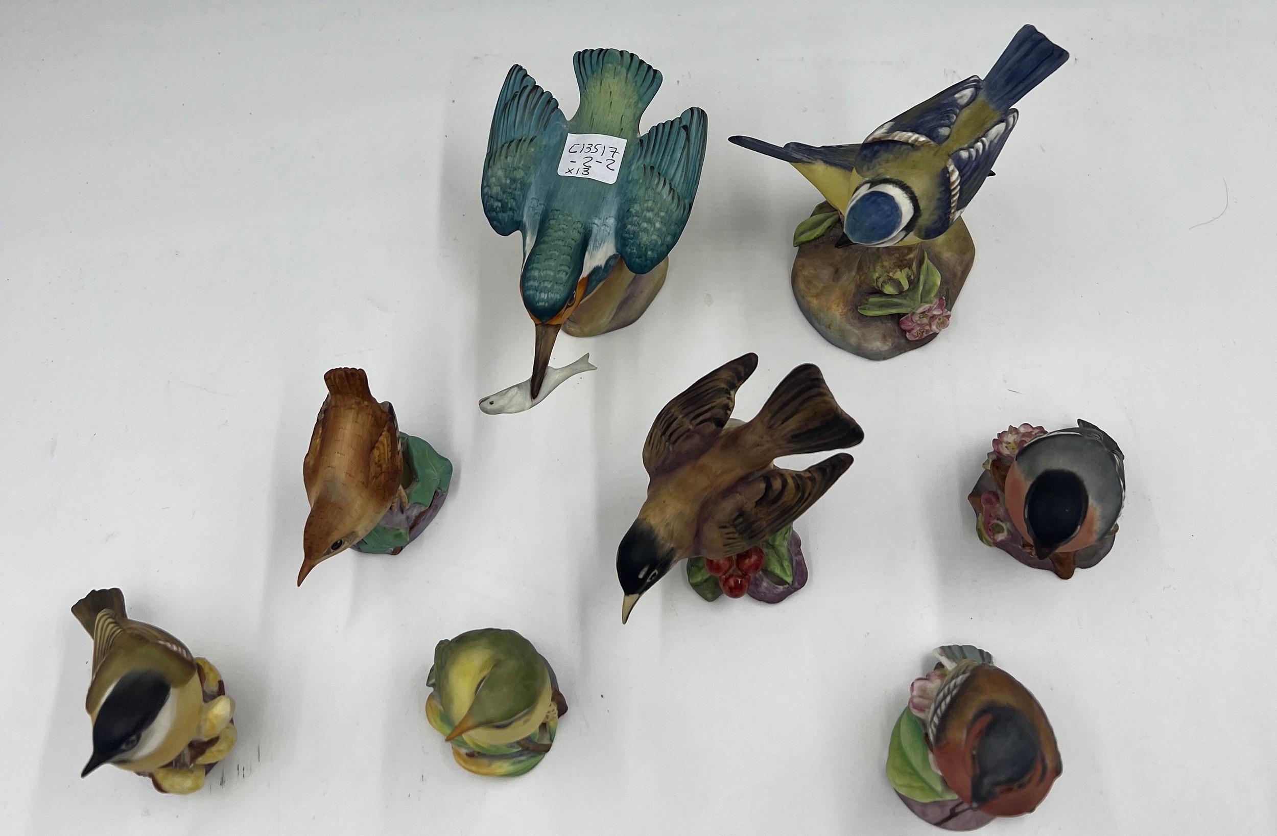 Thirteen various bird figurines to include Royal Worcester Marsh Tit, Wren, American Robin, - Image 2 of 3