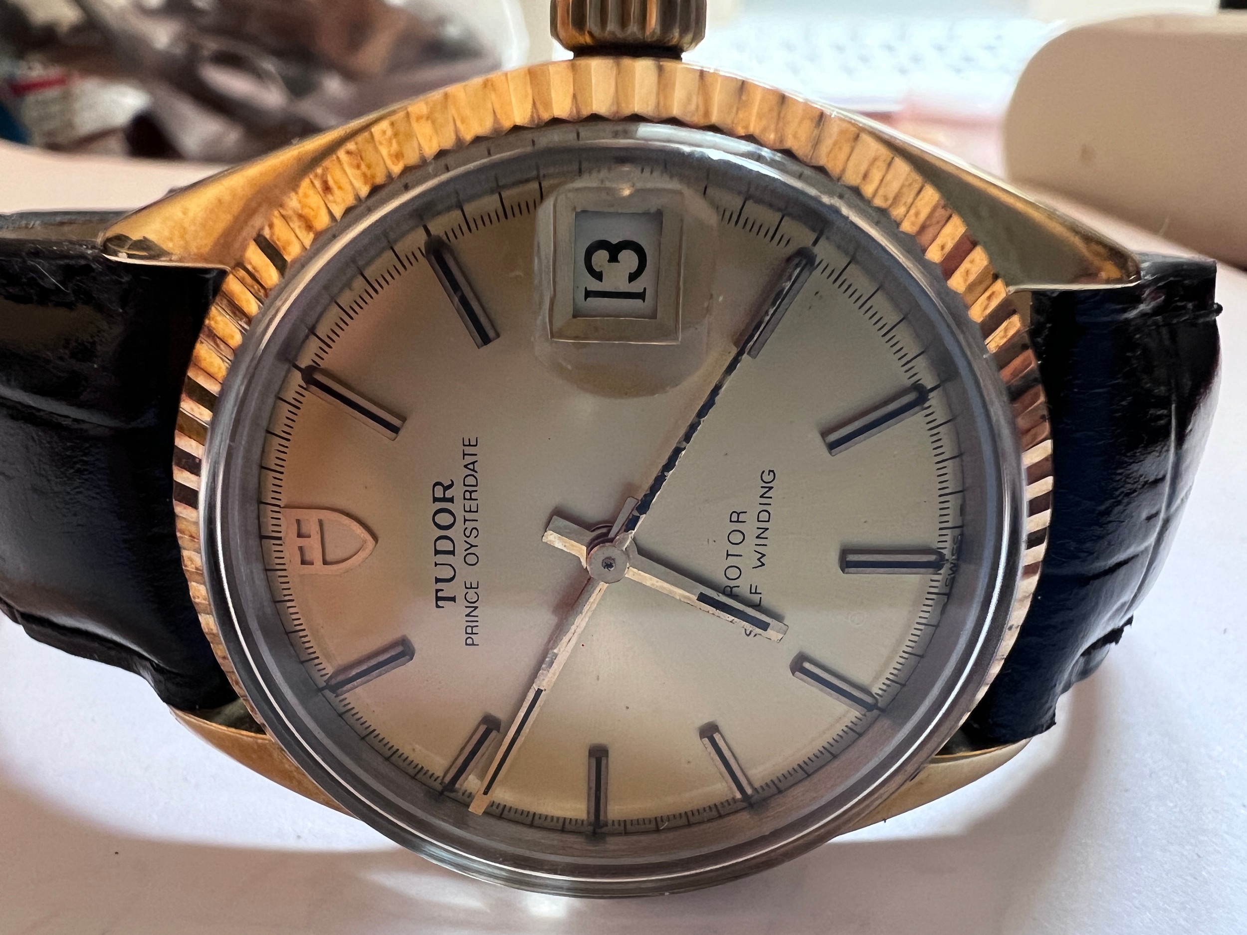 A Tudor Prince Oysterdate rotor self-winding bi-metal date wristwatch with 14k bezel. Rolex crown - Bild 2 aus 7