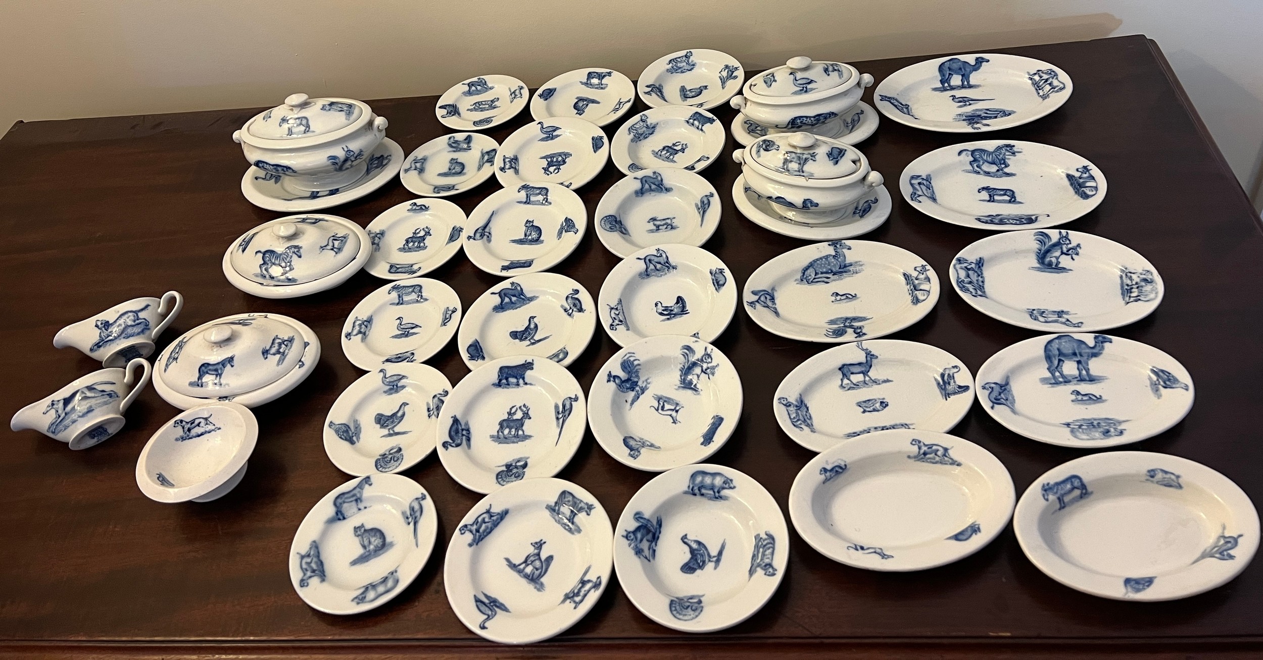 A late 19th/early 20thC Copeland Spode child’s animal pattern dinner service comprising of 6 x - Image 3 of 6