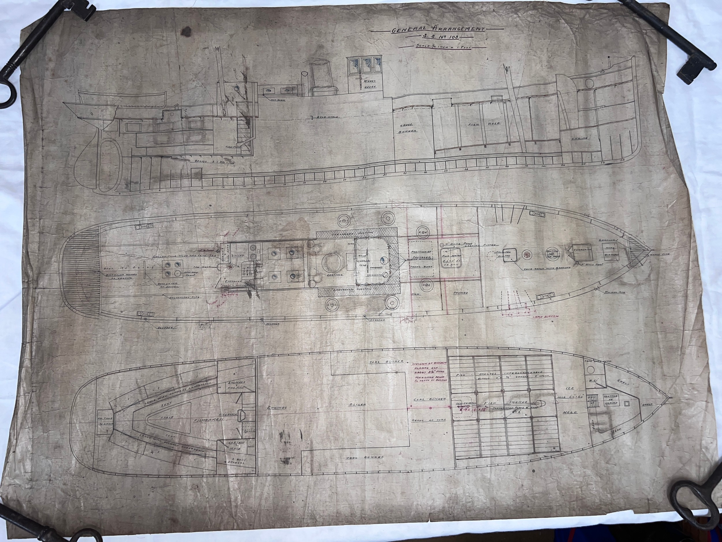 Ship plans, Goole Ship Building & Repairing Co Ltd. to include S.S. Thames 129, S.S. Cottingham 103, - Bild 7 aus 18