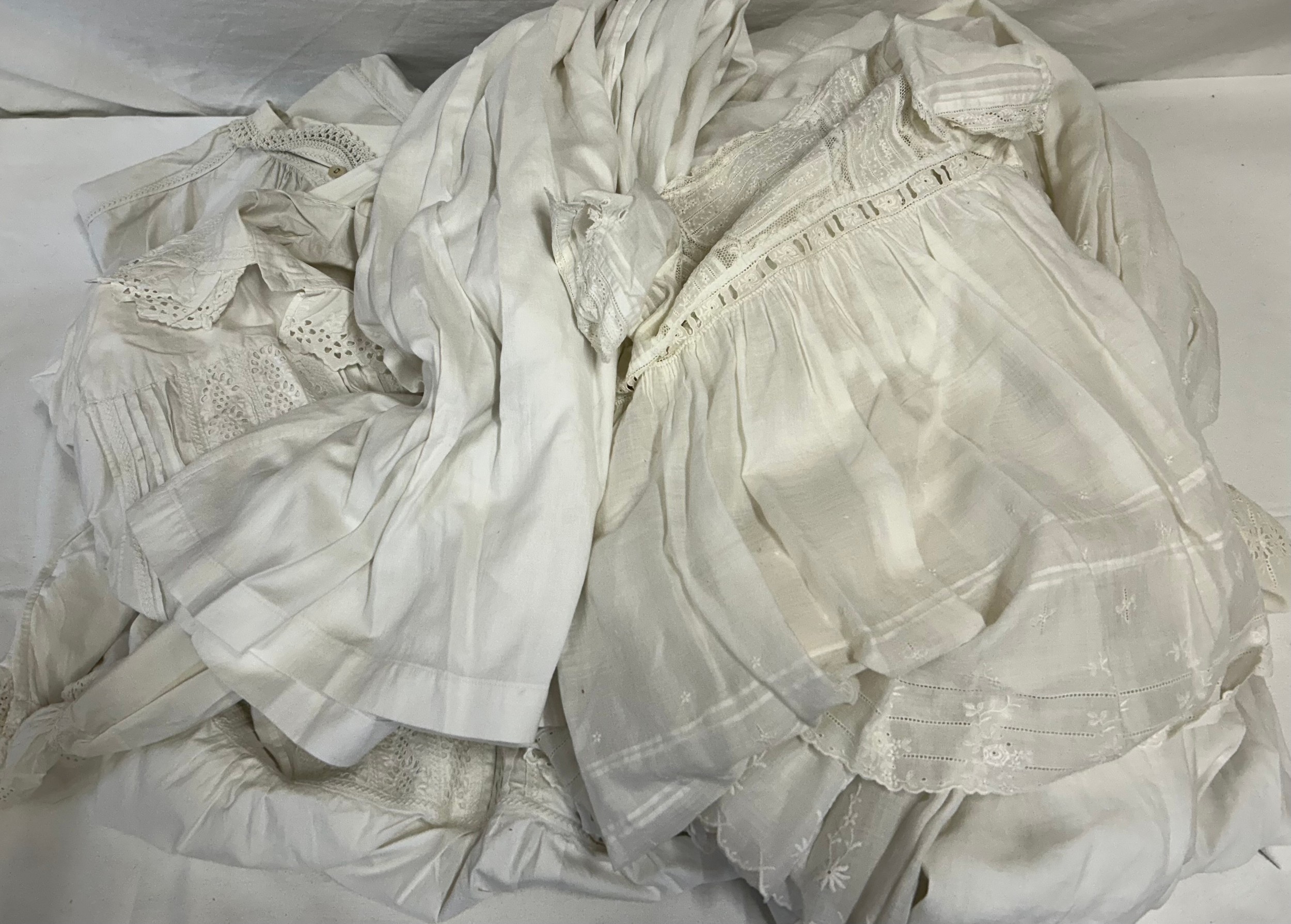 A collection Victorian Nightgowns (4), Petticoats (3) along with 6 Christening Gowns all in cotton/ - Image 2 of 12