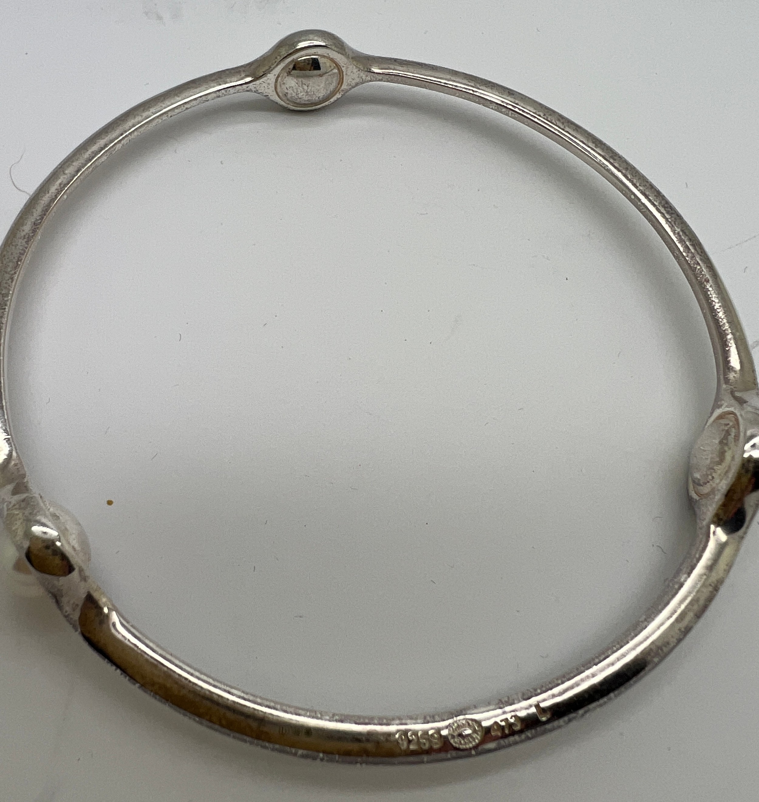 A Georg Jensen 473 sterling silver and pearl bangle. Interior measurement 6.5cm approximately. - Image 2 of 2