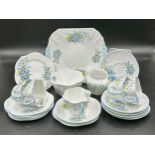 Shelley Forget-Me-Not pattern no. 2394 - twenty pieces to include 5 x cups, 6 x saucers, 6 x side