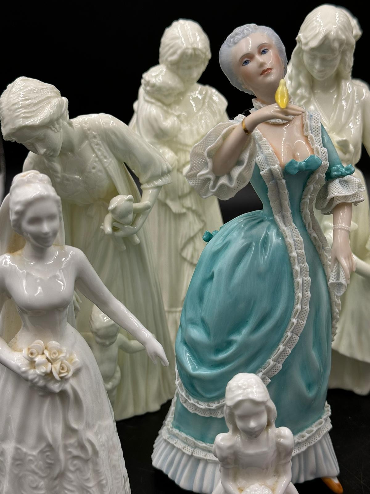 A large collection of ceramic figurines to include Coalport Innocence, Here comes the Bride, - Image 3 of 9