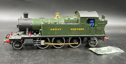 A GWR 4566 0 gauge 'Prairie' 2-6-2 Tank Locomotive in 'Great Western' green.