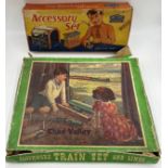 Chad Valley Clockwork Train Set and Lines together with a Mettoy Tin Plate Railway Accessory Set