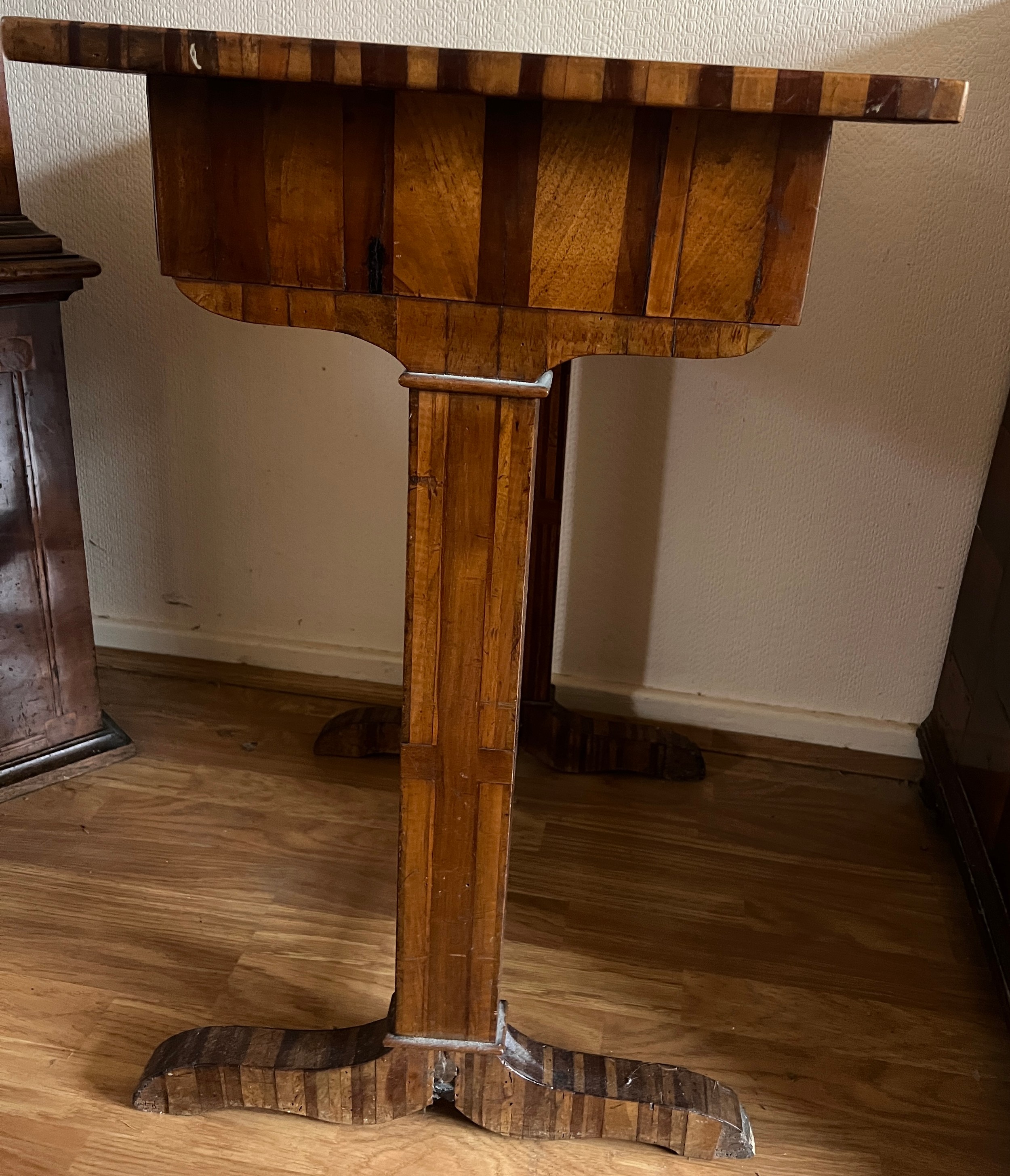 A 19thC/18thC Austrian side table with pull out drawer to front. 63cm w x 47cm d x 76cm h. - Image 7 of 10