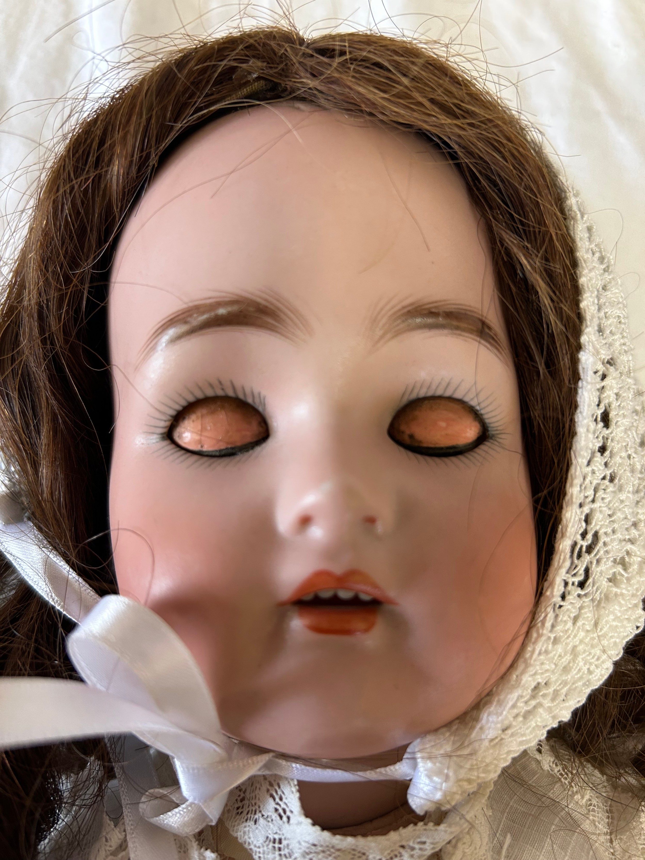 A Simon & Halbig Bisque Porcelain headed doll (57cm) stamp to the neck, with mechanical blue eyes, - Bild 10 aus 10