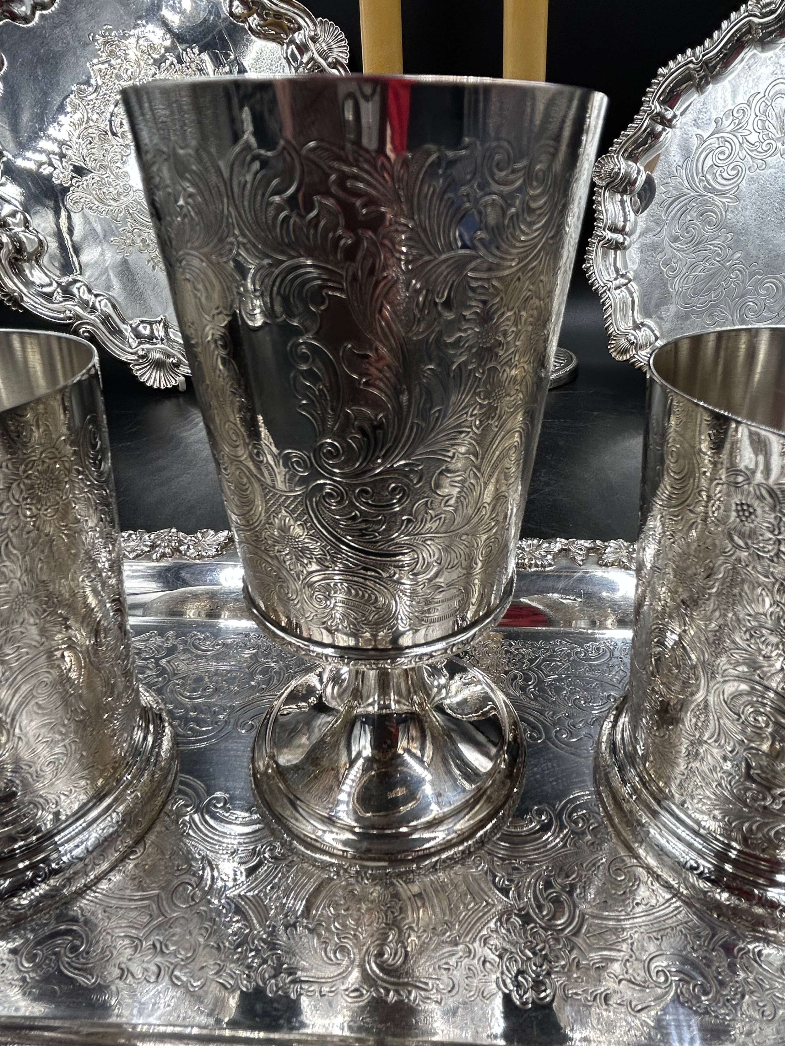 Good quality silver plated items to include Barker Ellis: goblet 15cm, 2 x beakers, twin handled - Image 6 of 13