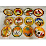 A set of twelve Wedgwood limited edition Clarice Cliff Bizarre collector's plates from 1994-1995
