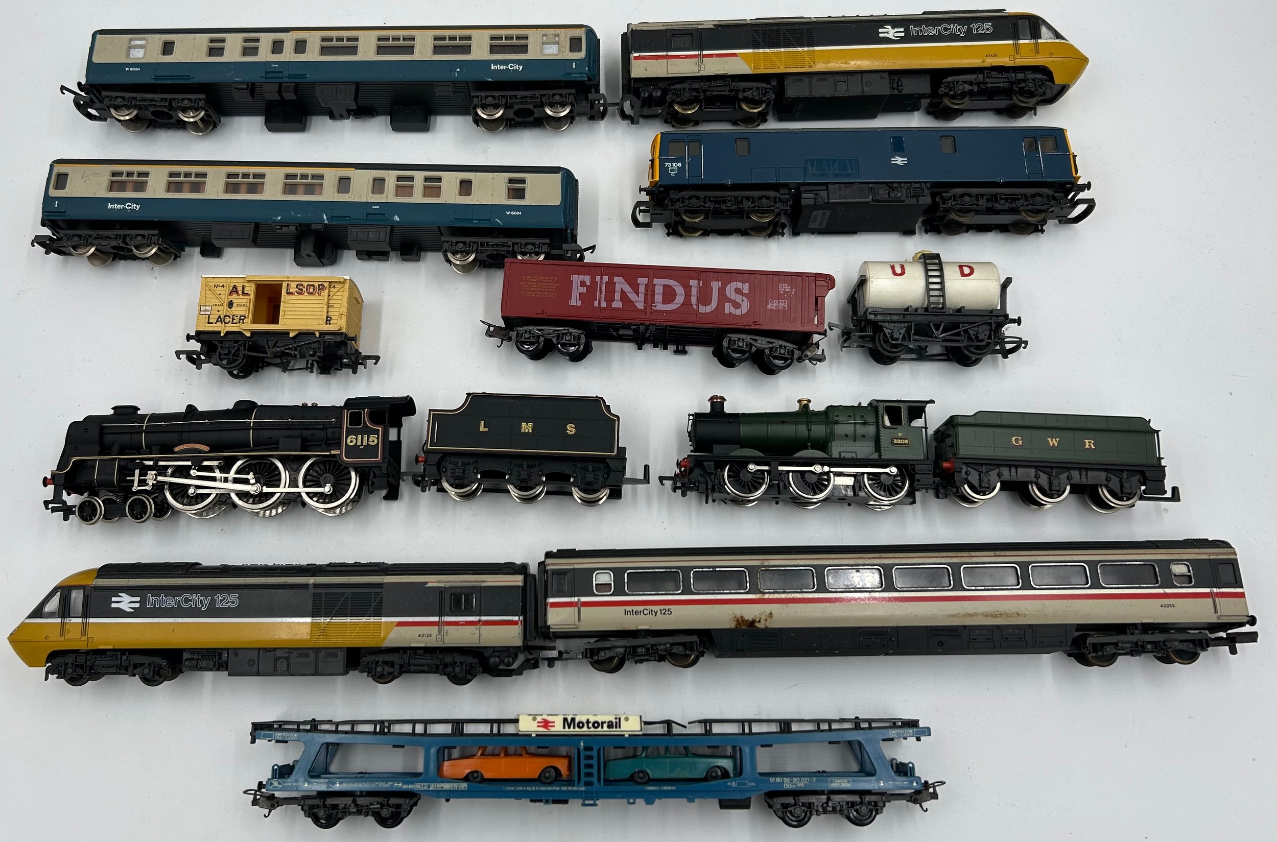 Various Mainline and Lima carriages to include Mainline locomotive 0-6-0 gwr tender green,