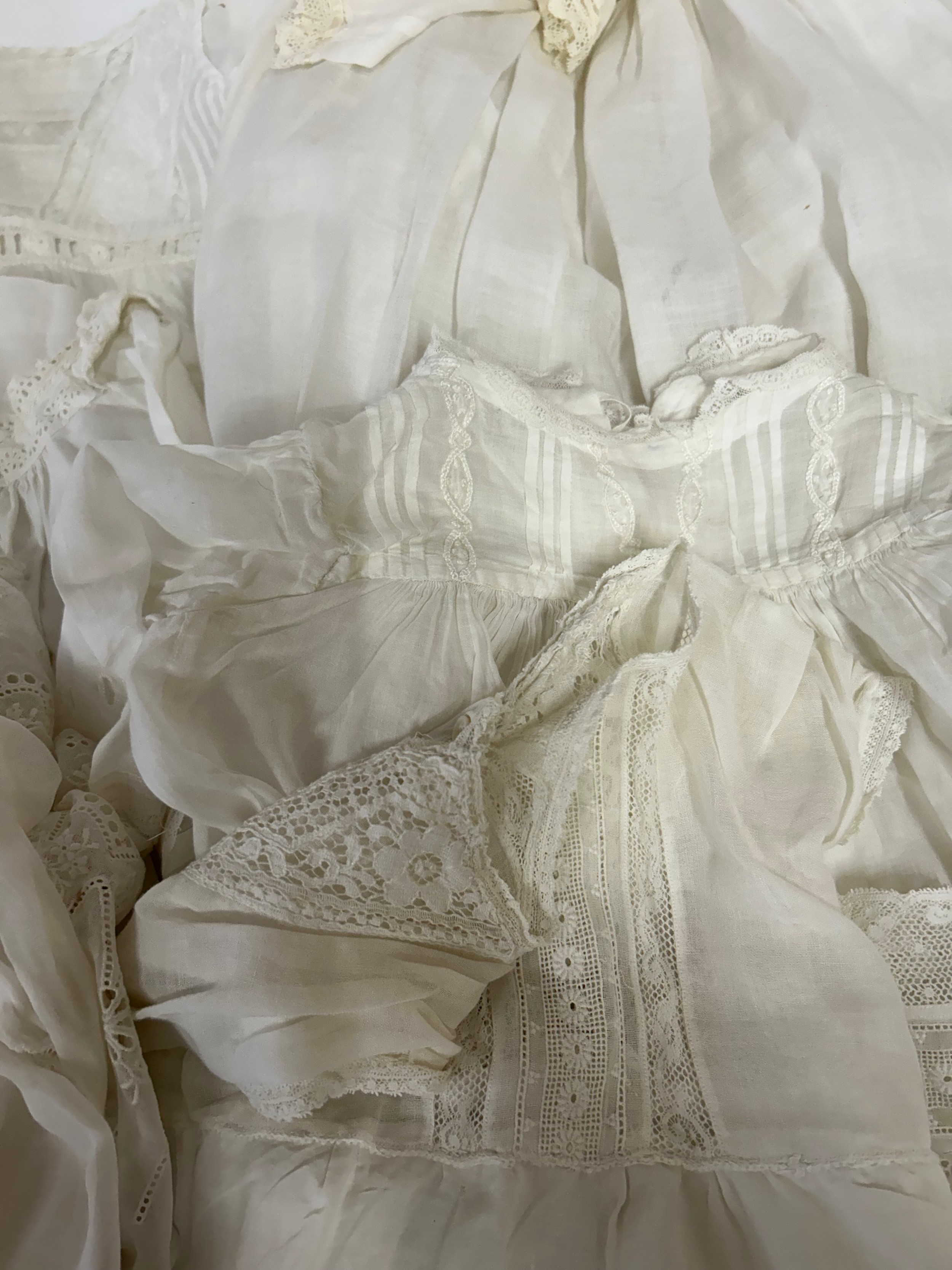 A collection Victorian Nightgowns (4), Petticoats (3) along with 6 Christening Gowns all in cotton/ - Image 6 of 12