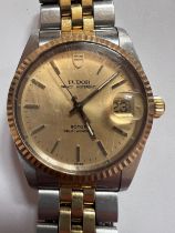 A Tudor Prince Oysterdate rotor self-winding bi-metal date wristwatch. Rolex crown and case. In good