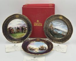 Three Spode Plates from the Armada Series all with boxes. No. 1 "A Game of Bowls" 1247 of 2000;