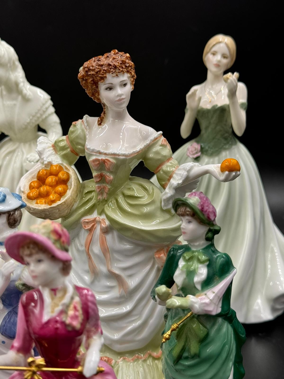 A large collection of ceramic figurines to include Coalport Innocence, Here comes the Bride, - Image 2 of 9