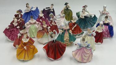 A collection of 22 miniature Royal Doulton figurines, Rebecca HN 3414, Top of the Hill HN 3499,