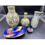 Three pieces of Denby ware to include a large vase approx 28cm h, a smaller vase approx 21cm h and a
