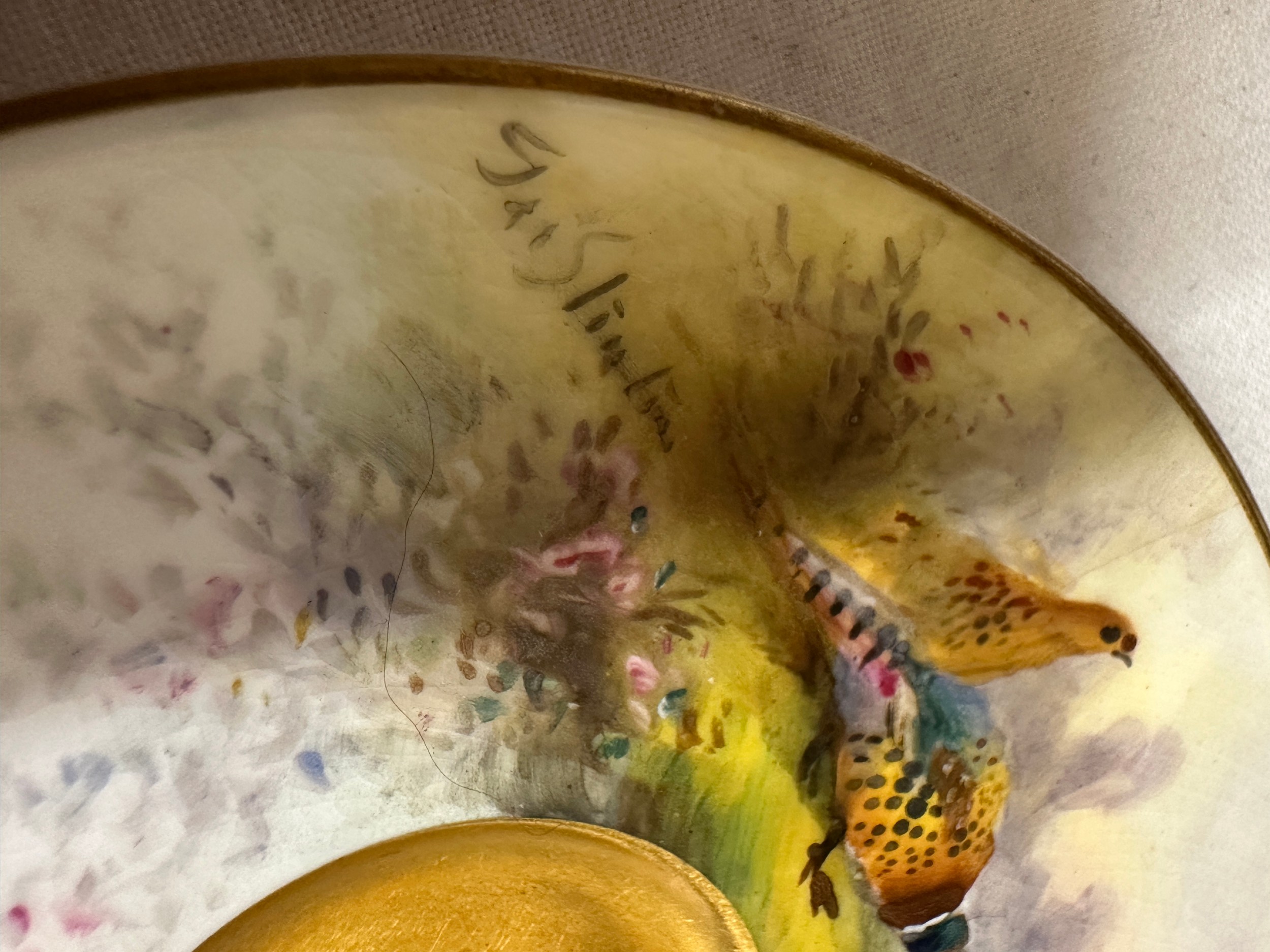 A Royal Worcester coffee set painted with pheasants, by J. Stinton, all signed to include 6 x cups - Image 8 of 15