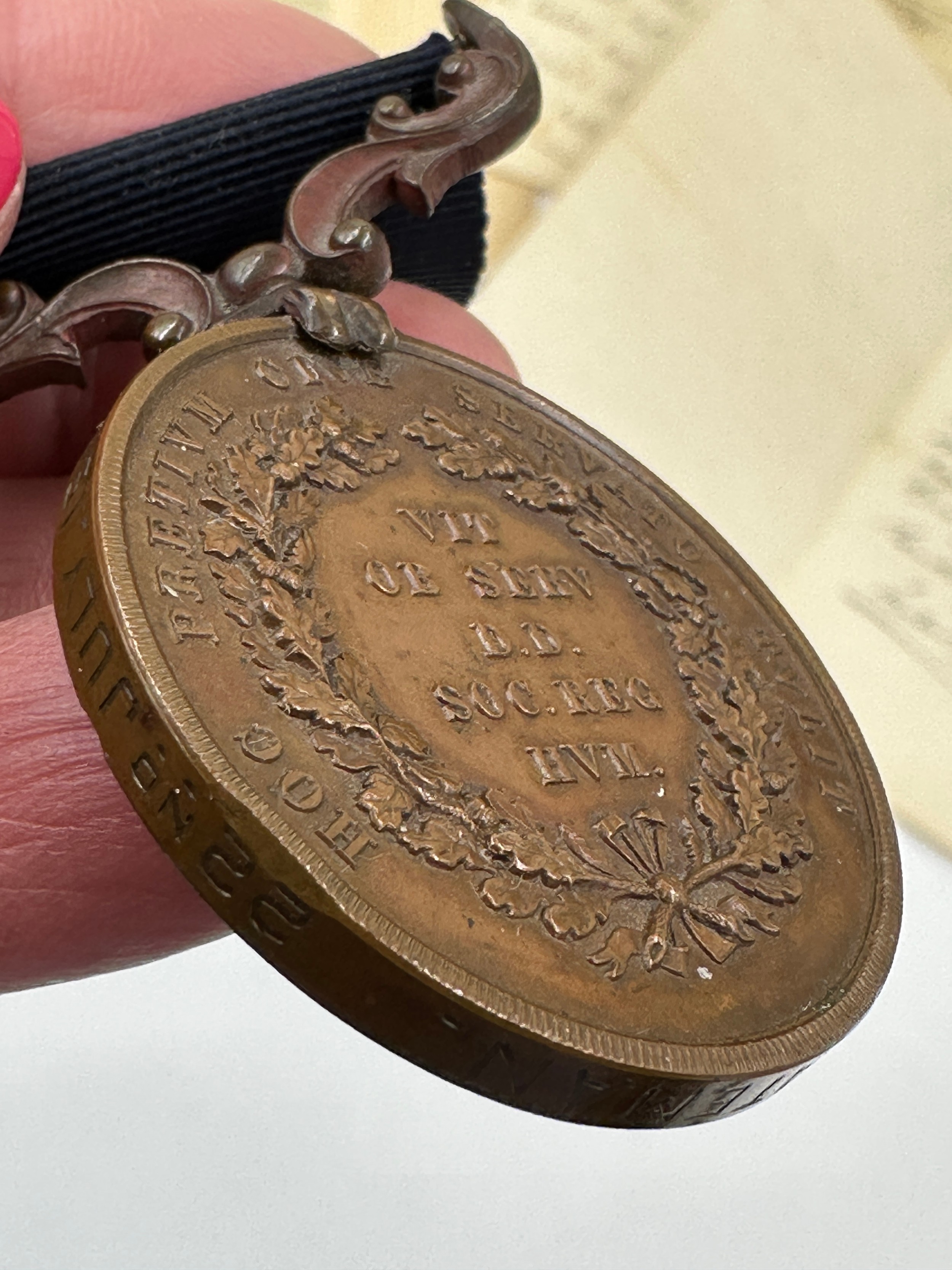 A bronze cased medal of the Royal Humane Society Lateat scintillvla Forsan, HOC Pretivm Cive Servato - Image 14 of 16
