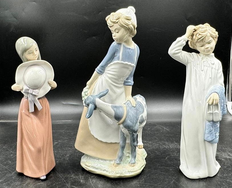 Three Nao by Lladro figurines to include girl with a goat approx. 30cm h, girl with a rabbit approx. - Bild 3 aus 5