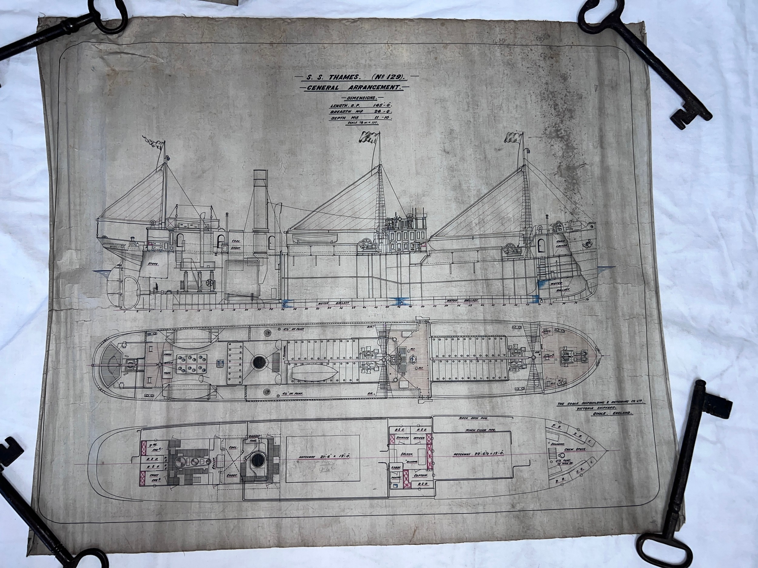 Ship plans, Goole Ship Building & Repairing Co Ltd. to include S.S. Thames 129, S.S. Cottingham 103, - Bild 8 aus 18
