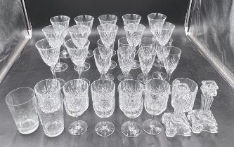 A collection of glass to include champagne flutes, wine glasses, whisky tumblers etc. approx 34