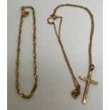 A 9 carat gold crucifix on a 9 carat gold chain 40cm l, together with a 9 carat gold chain