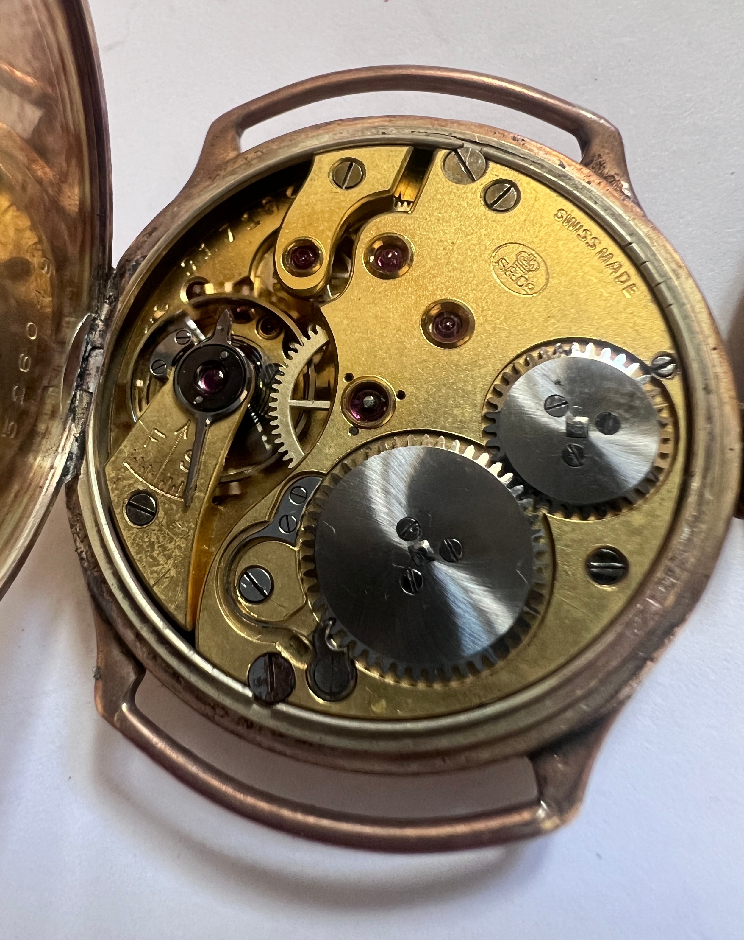 A 9ct gold cased watch. Marked S & Co. Winds and goes. Lacking second hand. Missing crystal. - Image 2 of 5