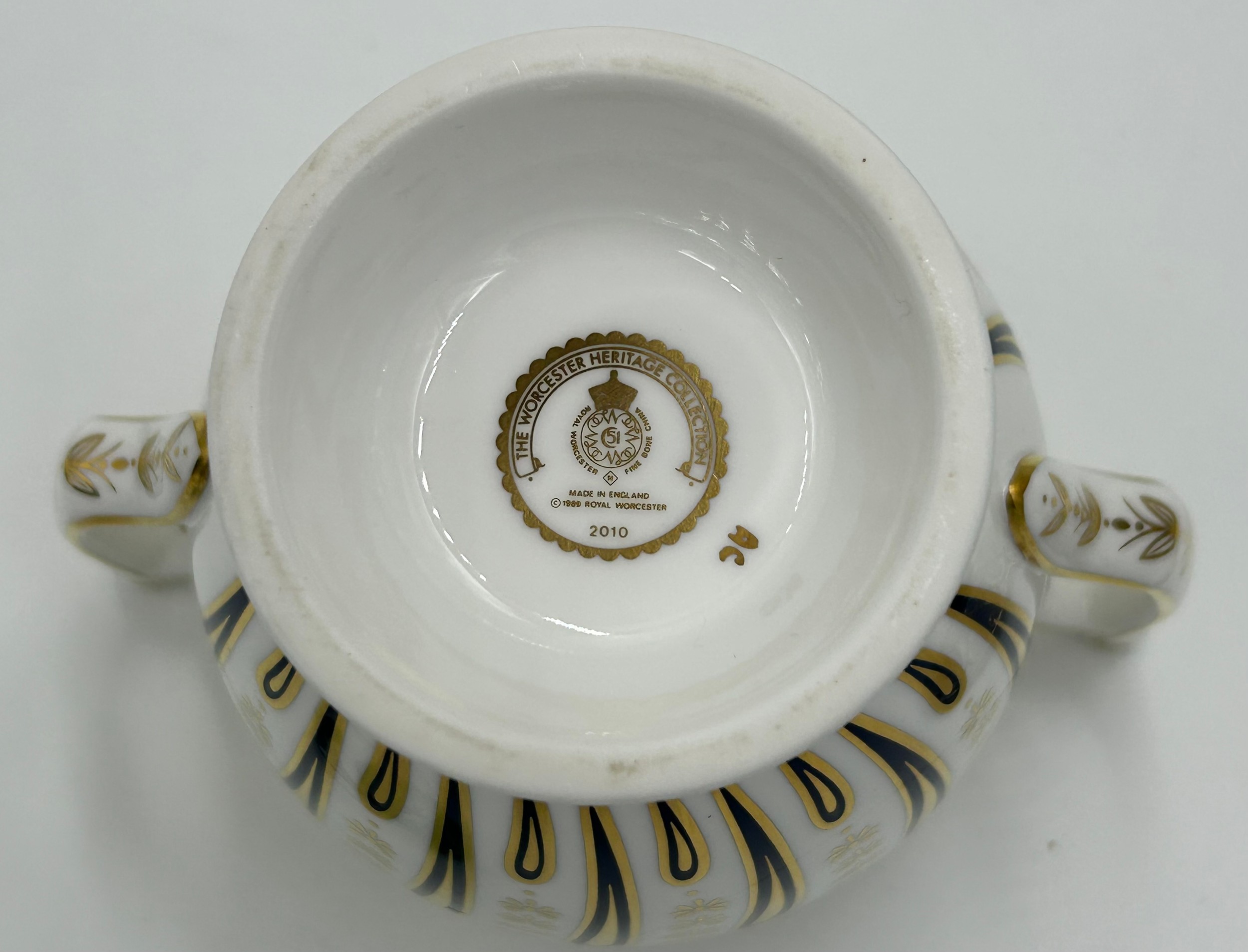 Three Royal Worcester 'Earl of Coventry' Blind Earl relief moulded teacups and saucers (1990),one - Image 6 of 6