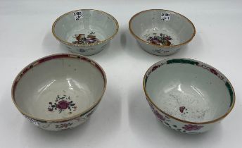 Four 18thC Chinese porcelain bowls including two with pie crust edge, 14.5cm d.
