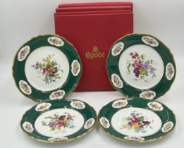 Spode Edwardian Flower series plates. Numbered 3, 4, 5 and 6. Design from an original by Arthur