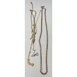 Three 9 carat gold chain necklaces. Total weight 10gm.