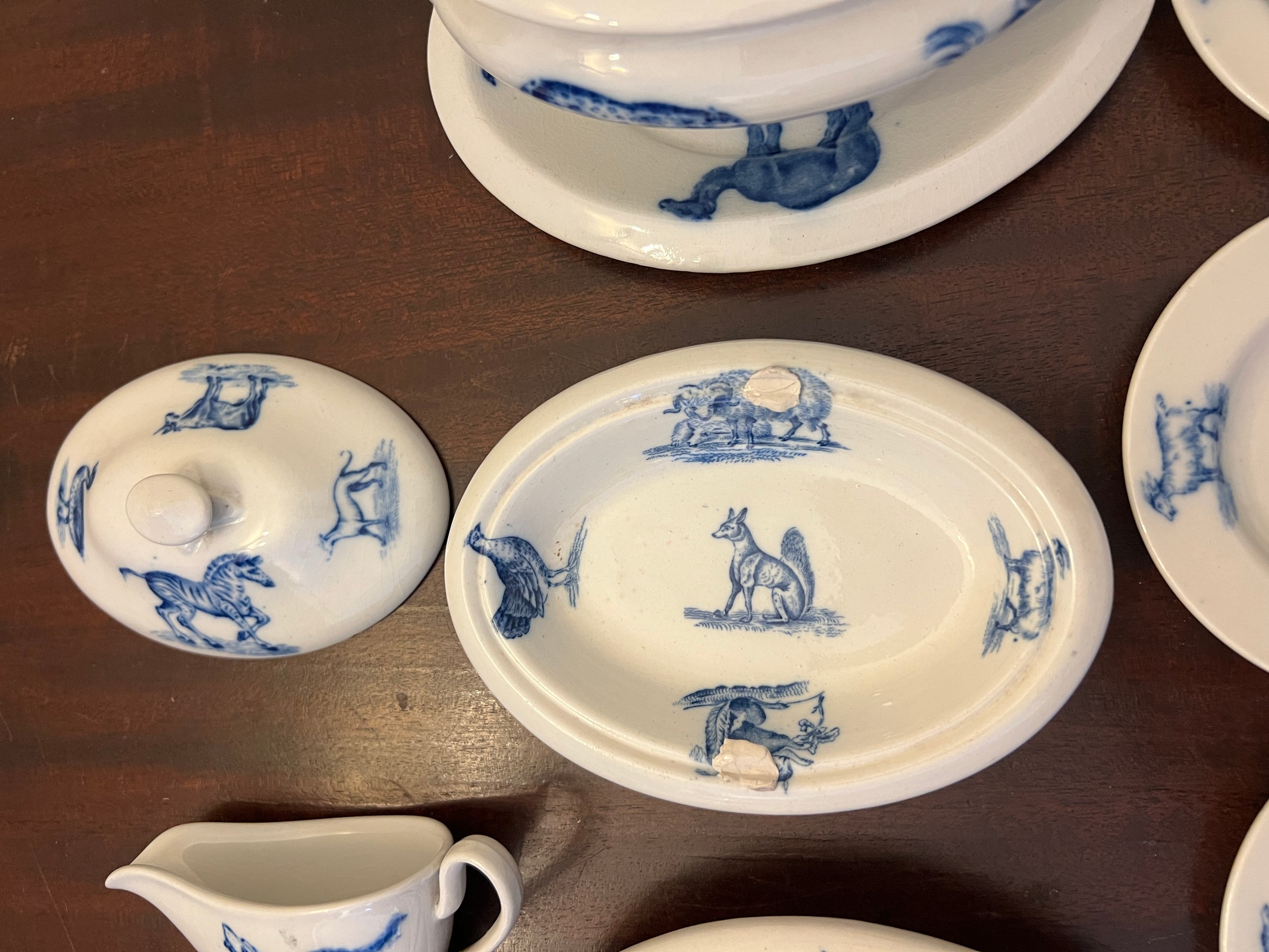 A late 19th/early 20thC Copeland Spode child’s animal pattern dinner service comprising of 6 x - Image 6 of 6