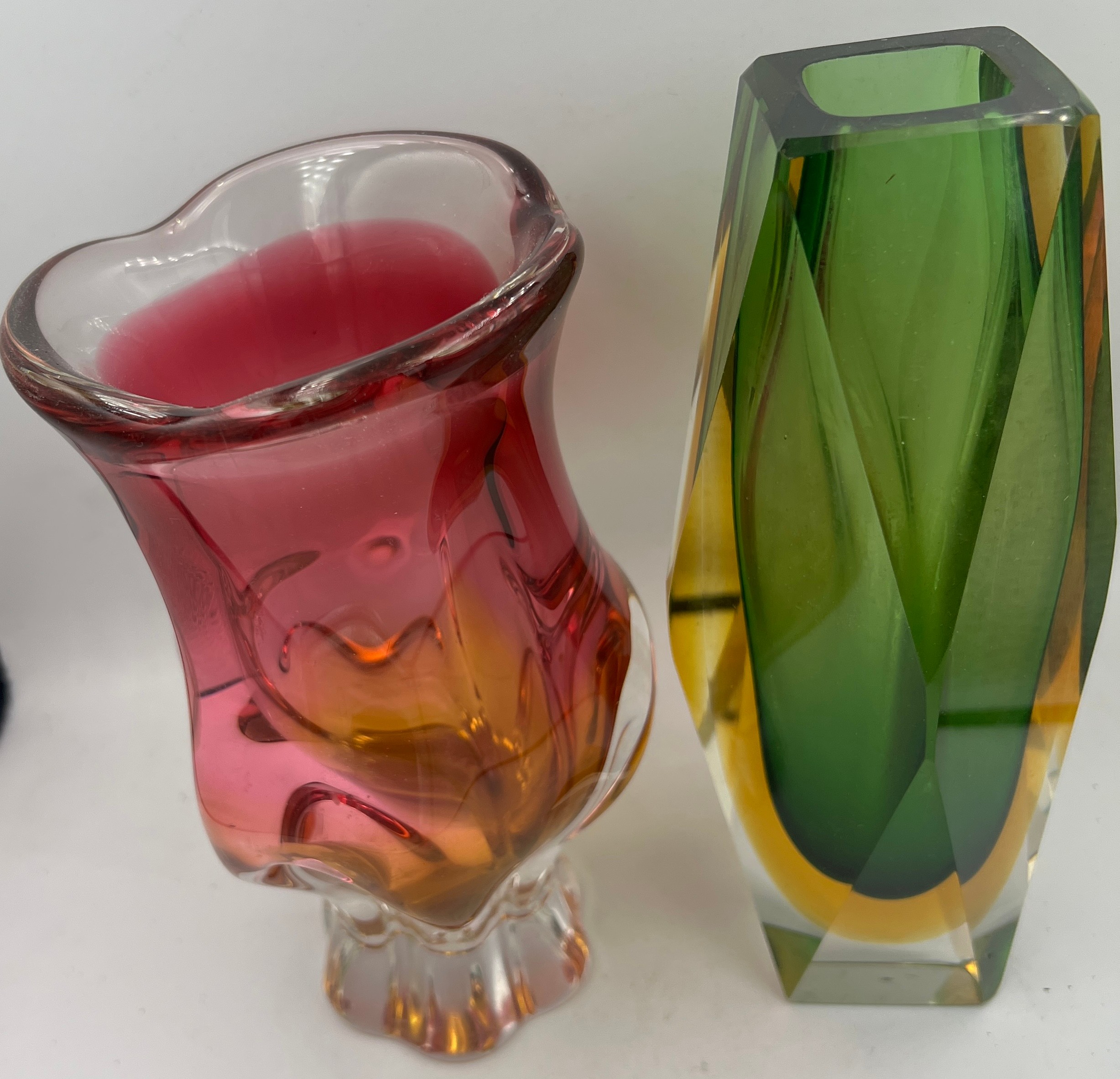 Two mid 20thC glass vases to include Murano sommerso 21cm h and Czechoslovakian Chribska. - Image 2 of 5