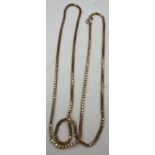 A 9 carat yellow gold chain necklace. Weight 13gm. Length 65cm.