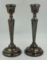 A pair of silver candlesticks, Birmingham 1972 maker A.T. Cannon. Weighted bases. Total weight